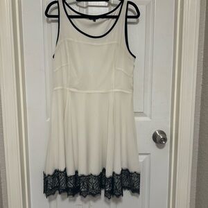 Express White Dress with Black Lace Hem